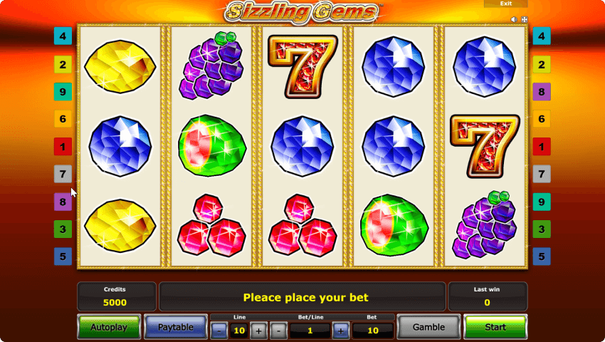 Sizzling Gems Novomatic Jeu Sizzling Gems
