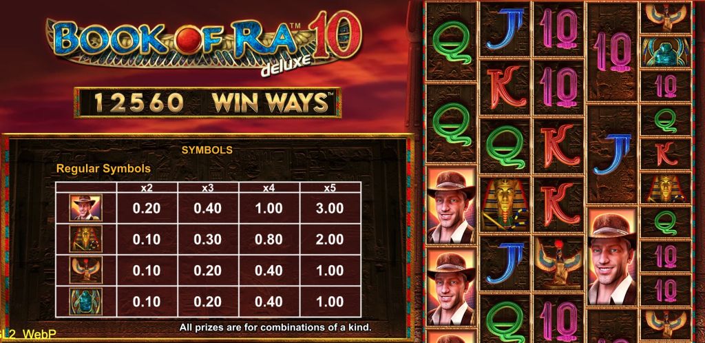 Book of Ra 10 Deluxe : Win Ways Machine à sous Book of Ra 10 Deluxe : Win Ways - Symboles