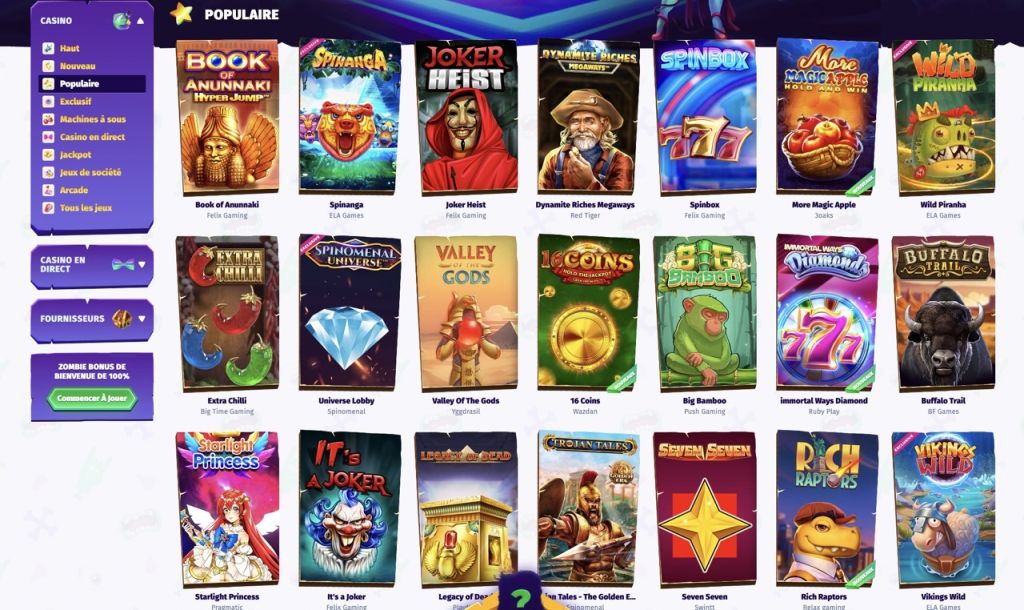 Casombie Casino jeux