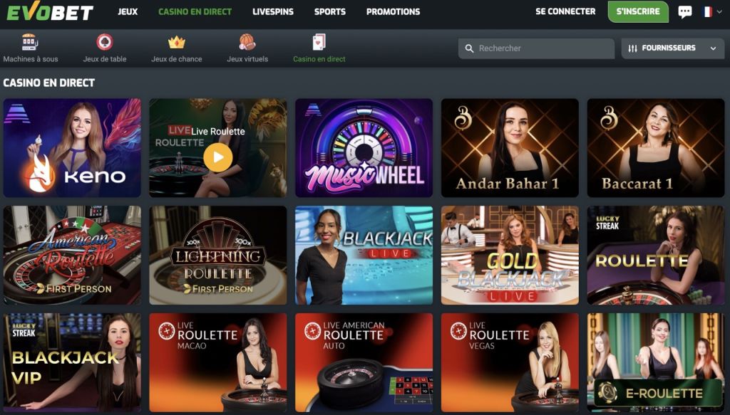 Evobet Casino en direct