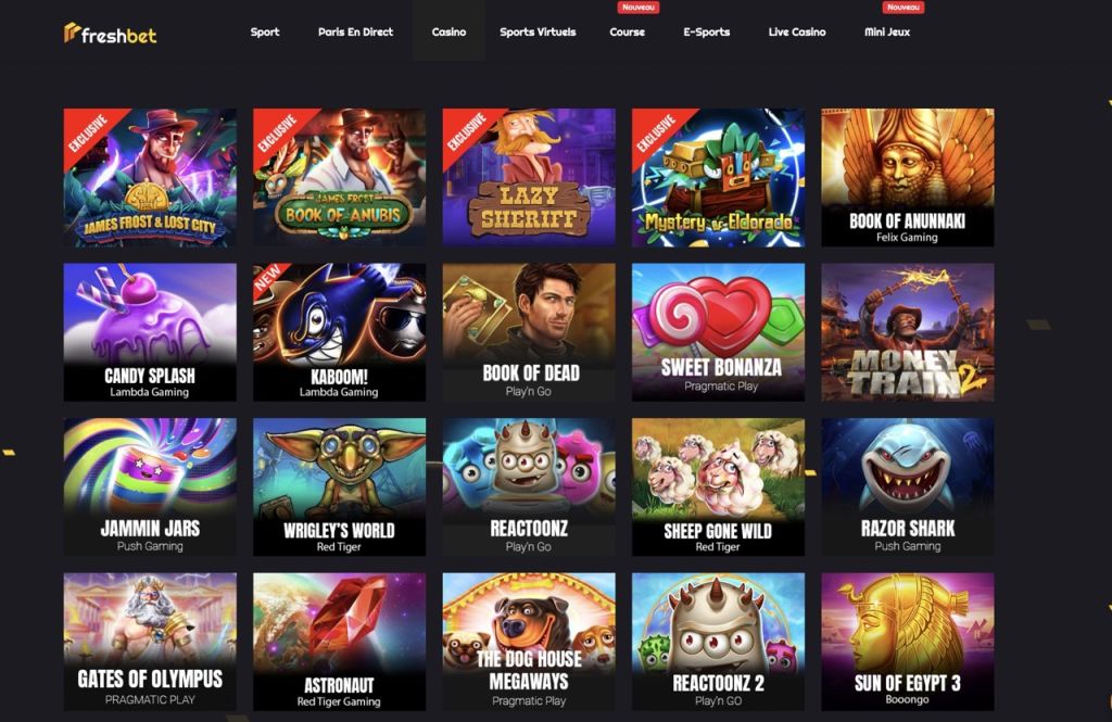 FreshBet Casino jeux