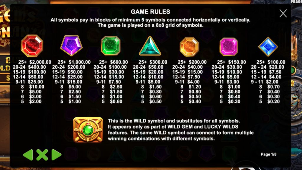 Machine à sous Gems Bonanza Machine à sous Gems Bonanza Symboles