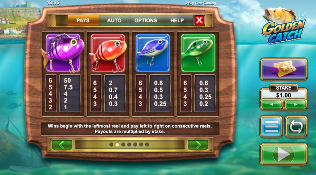 Machine à sous Golden Catch Symboles