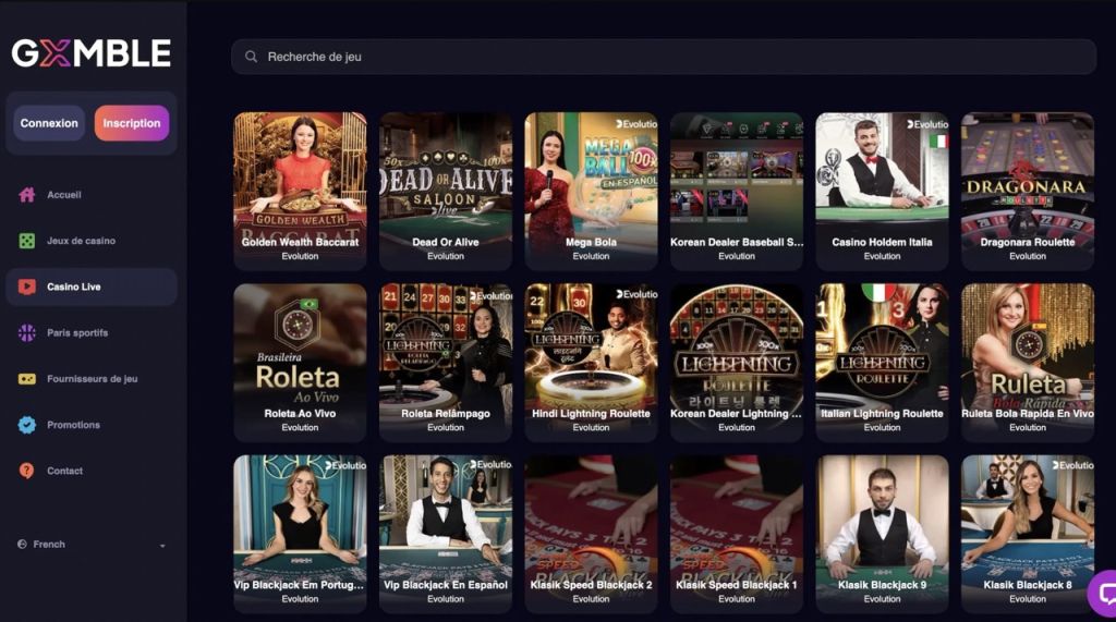 Gxmble Casino en direct