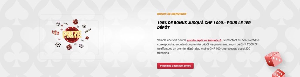 Bonus de Bienvenue Jackpots.ch Casino Bonus de Bienvenue