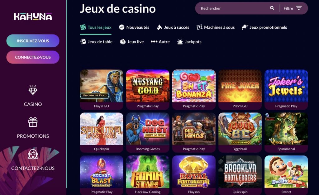 Kahuna Casino jeux Kahuna Casino jeux