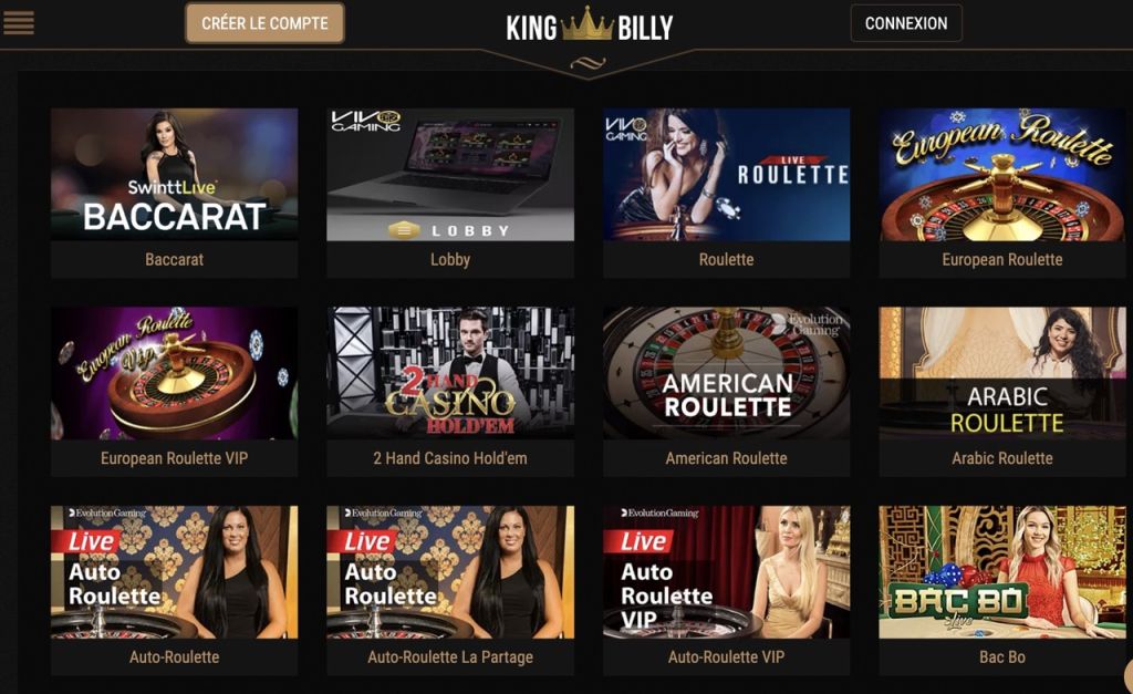 King Billy Casino en direct