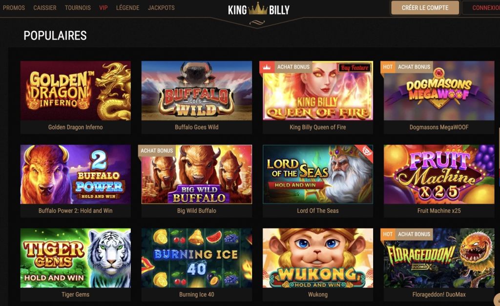 King Billy Casino jeux