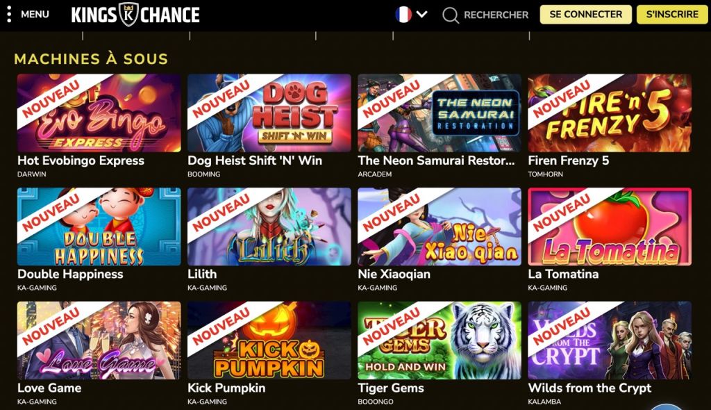Kings Chance Casino jeux