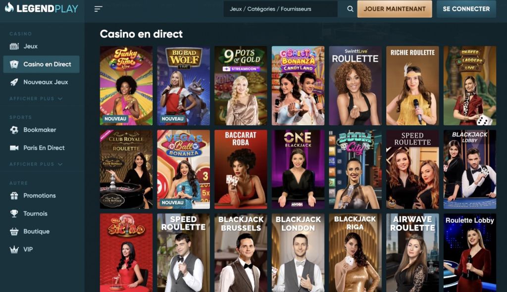 Jeux en Direct sur Legend Play