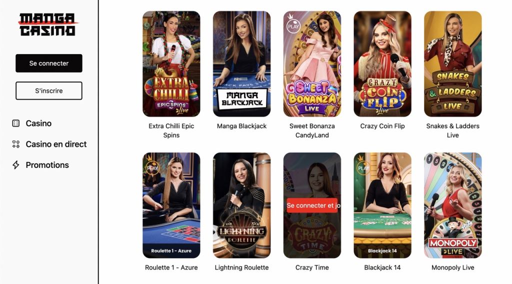 Expérience en Direct à Manga Casino 2