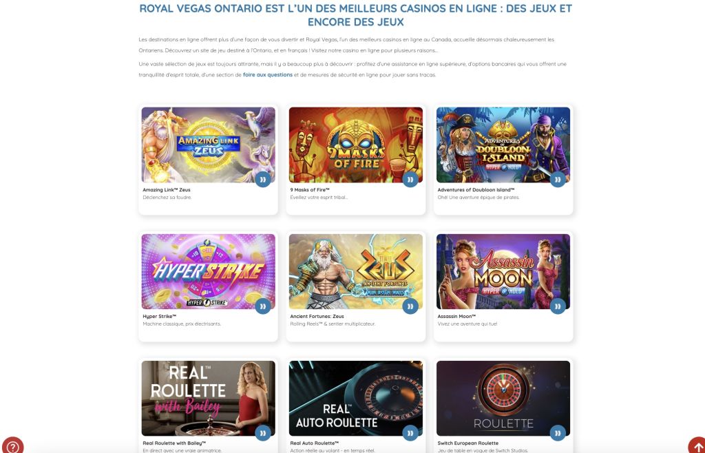 Royal Vegas Casino jeux