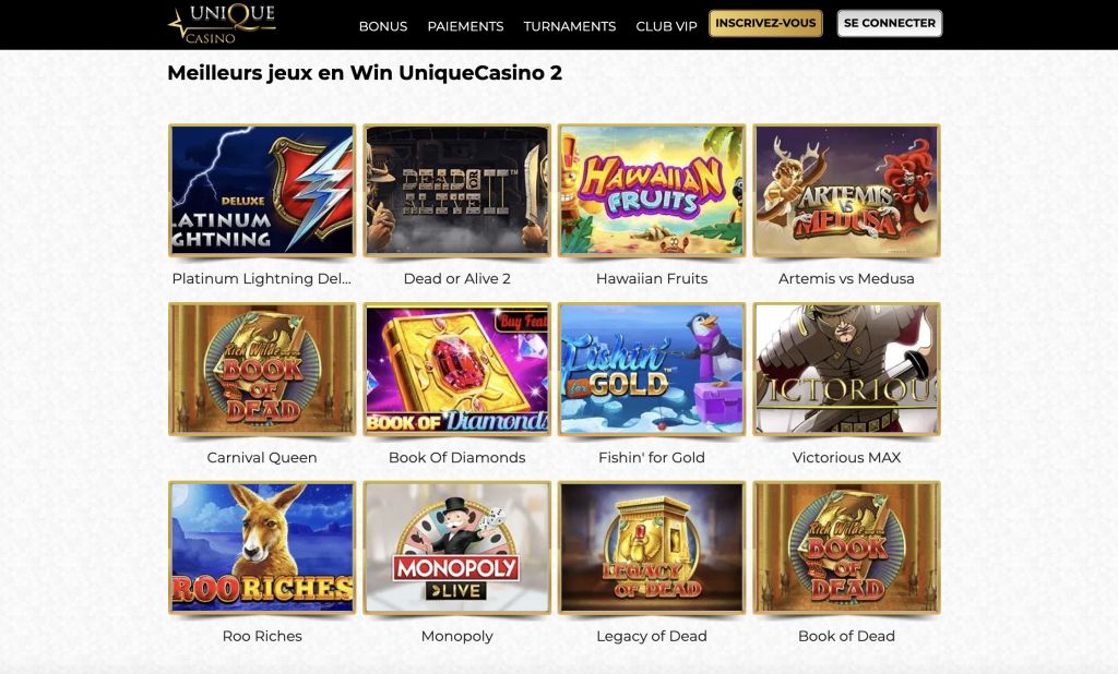 Unique Casino jeux Unique Casino jeux