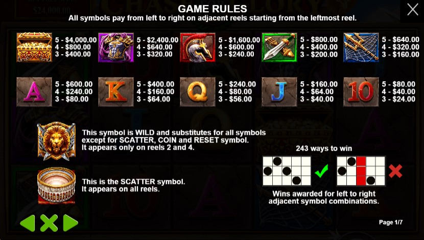 Chase for Glory Symboles