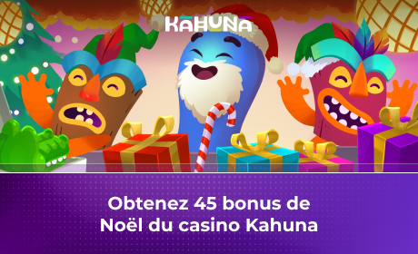 Obtenez 45 bonus de Noël du casino Kahuna