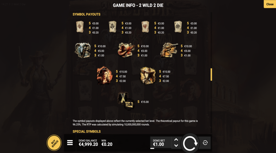 Jeu 2 Wild 2 Die symboles