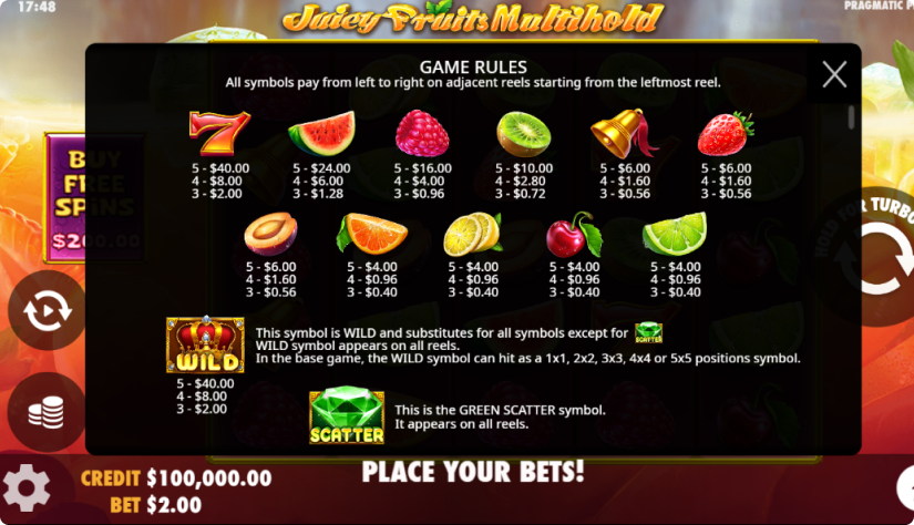 Juicy Fruits Multihold Symboles Juicy Fruits Multihold Symboles