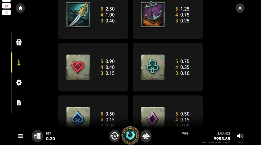 Reveal the Kraken Symboles du jeu