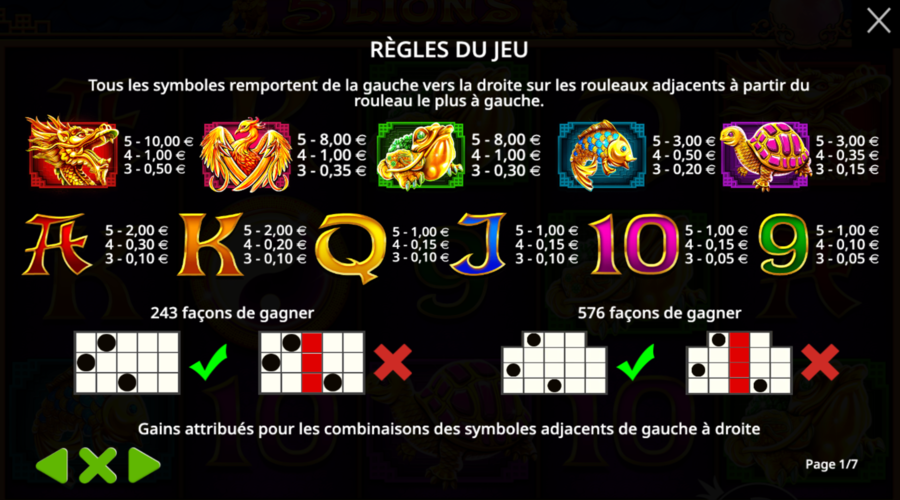 Machine a Sous 5 Lions Symboles