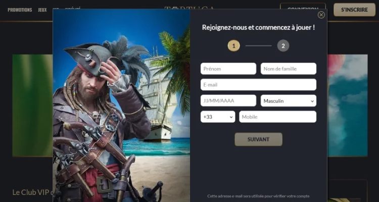 Tortuga Casino s'inscrire