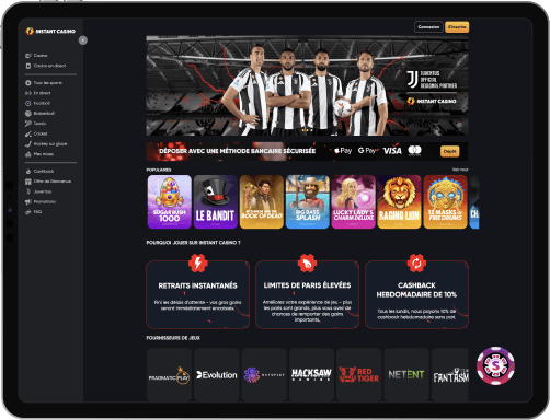 Instant Casino jeux
