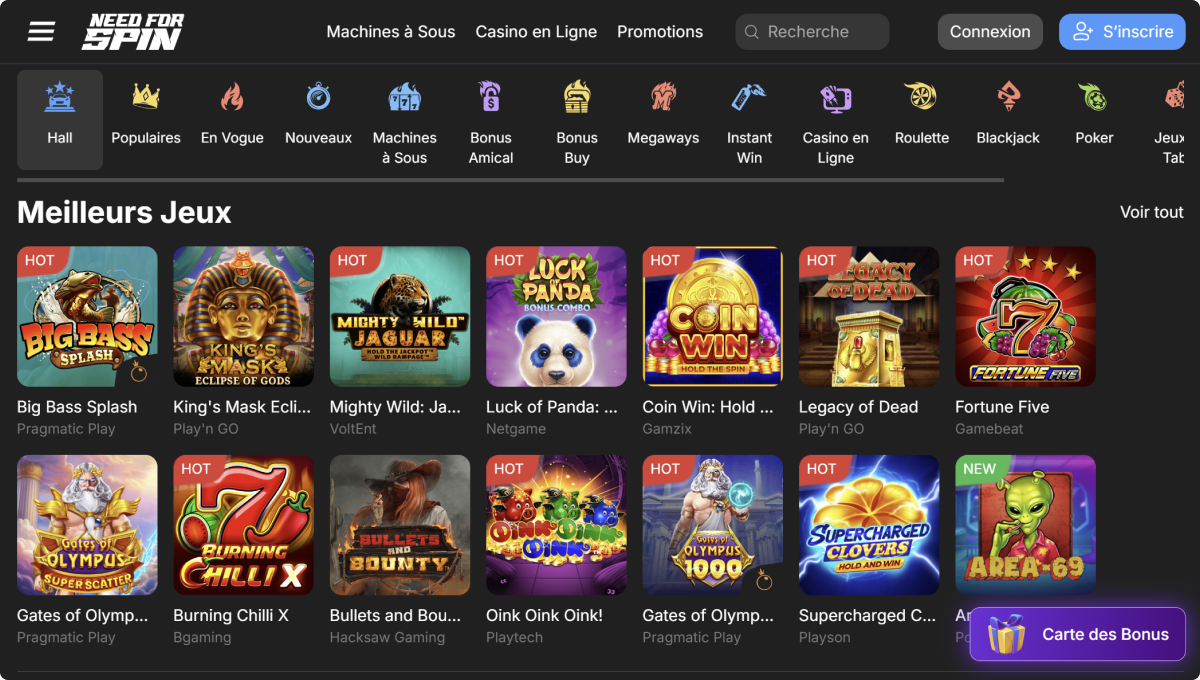 Need For Spin Casino Desktop