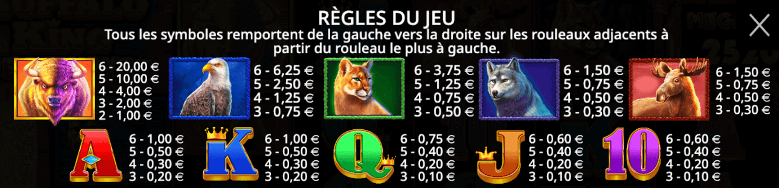 Buffalo King Megaways Symboles