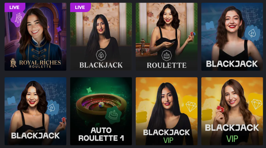 Jeux en direct de l'Olympe Casino