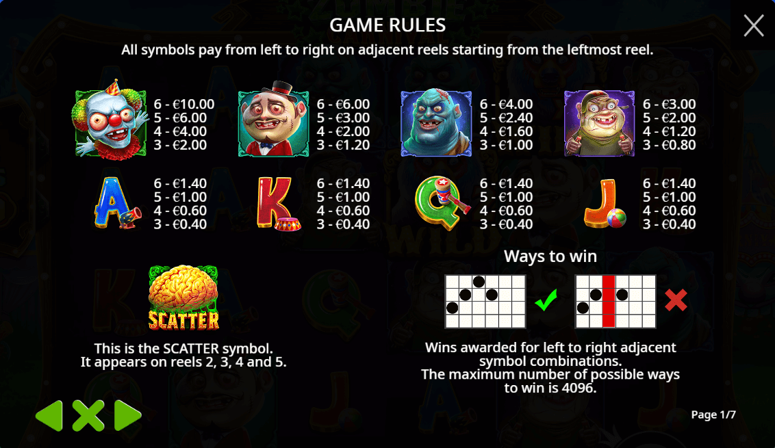 Zombie Carnival Symboles