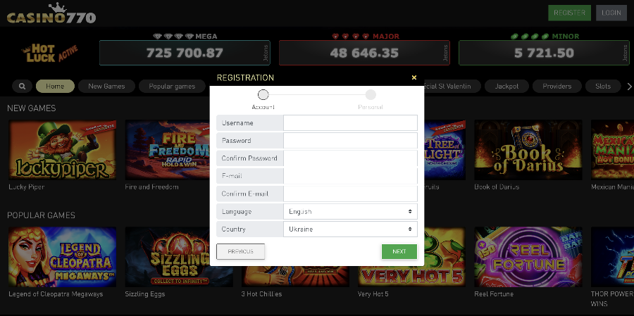 Casino770 Inscription