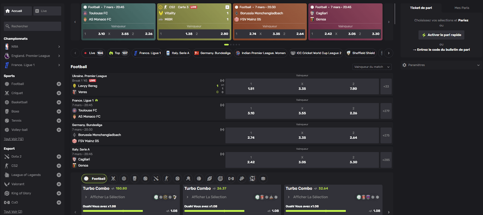 AvoCasino Paris sportifs