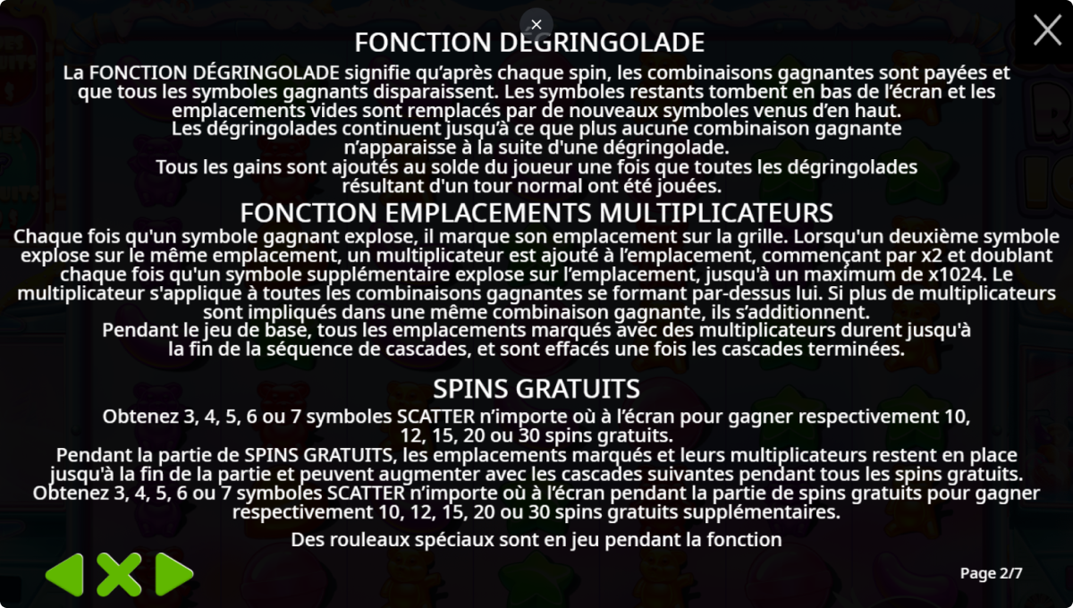 Caractéristiques bonus Sugar Rush 1000