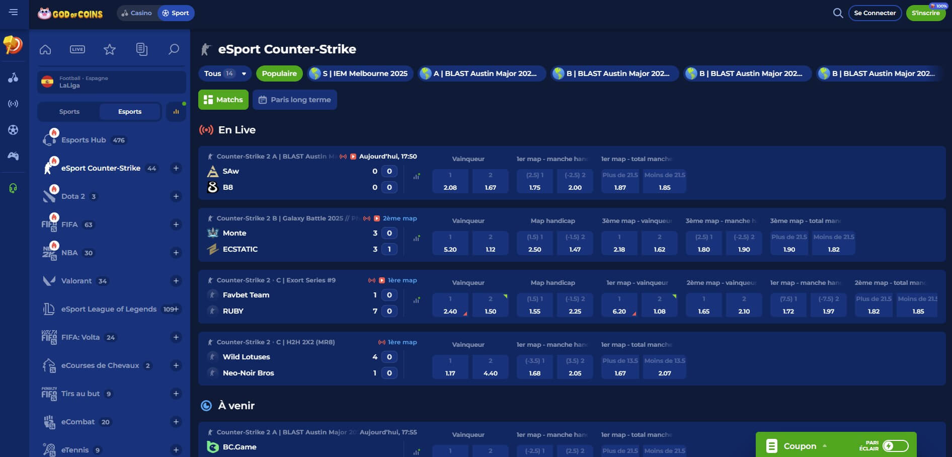 God of Coins Casino Paris Sportifs