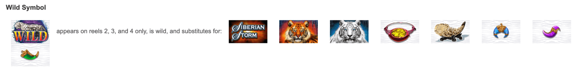 Siberian Storm Megajackpots Symboles