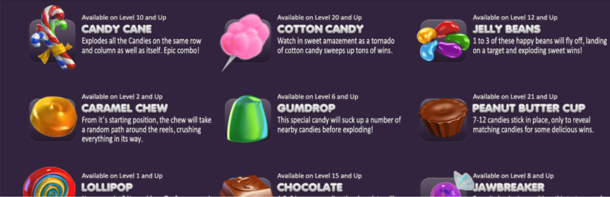 Sugar Pop Symboles Spéciaux