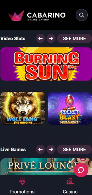 Cabarino Casino mobile
