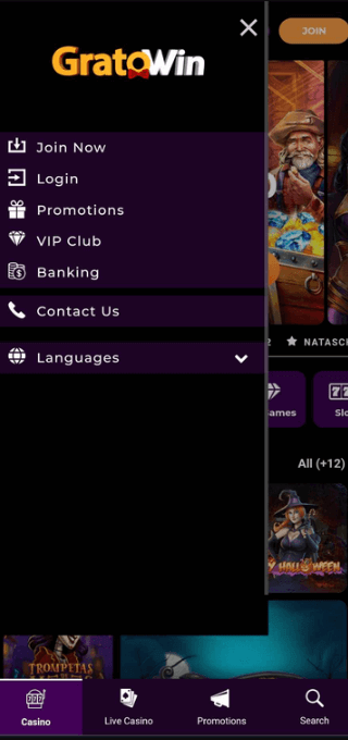 GratoWin Casino mobile