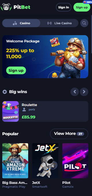 Pitbet Casino mobile