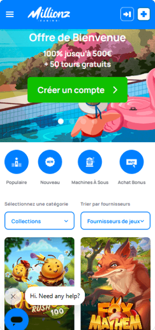 Millionz Casino mobile