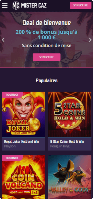 Mister Caz Casino mobile