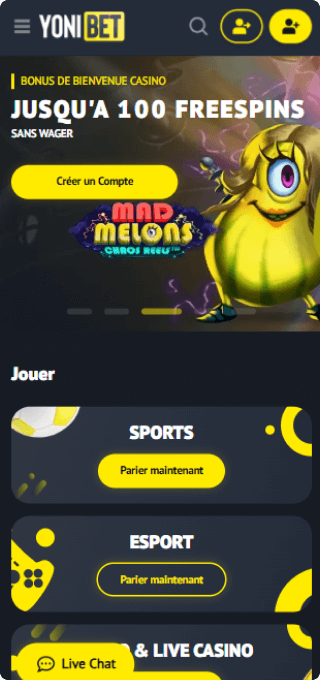 Yonibet Casino mobile