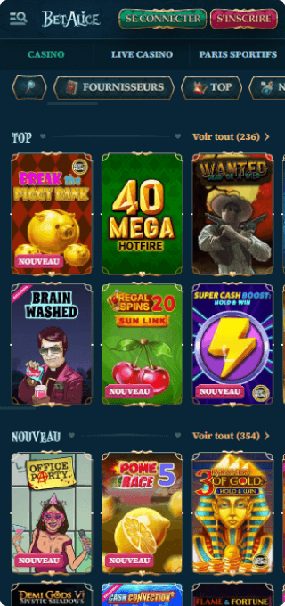 BetAlice Casino mobile