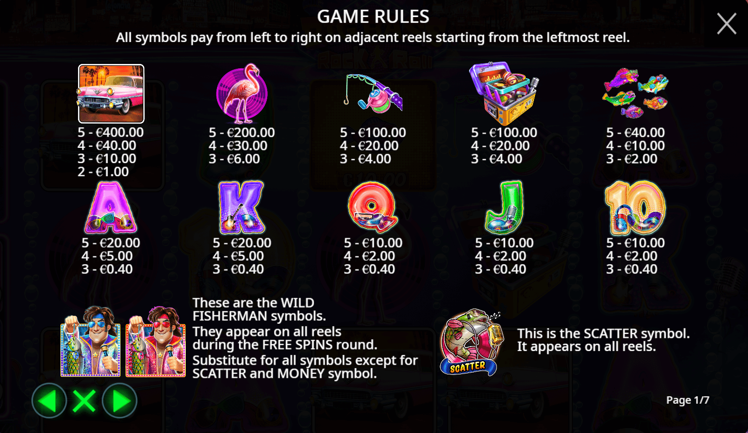 Big Bass Rock and Roll Symboles