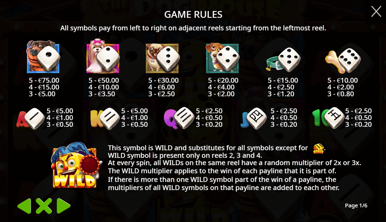 The Dog House Dice Show Symboles