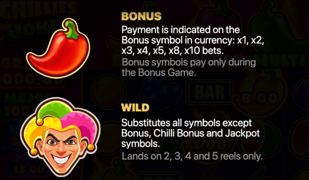 3 Chillies and Joker Hold and Win Symboles
