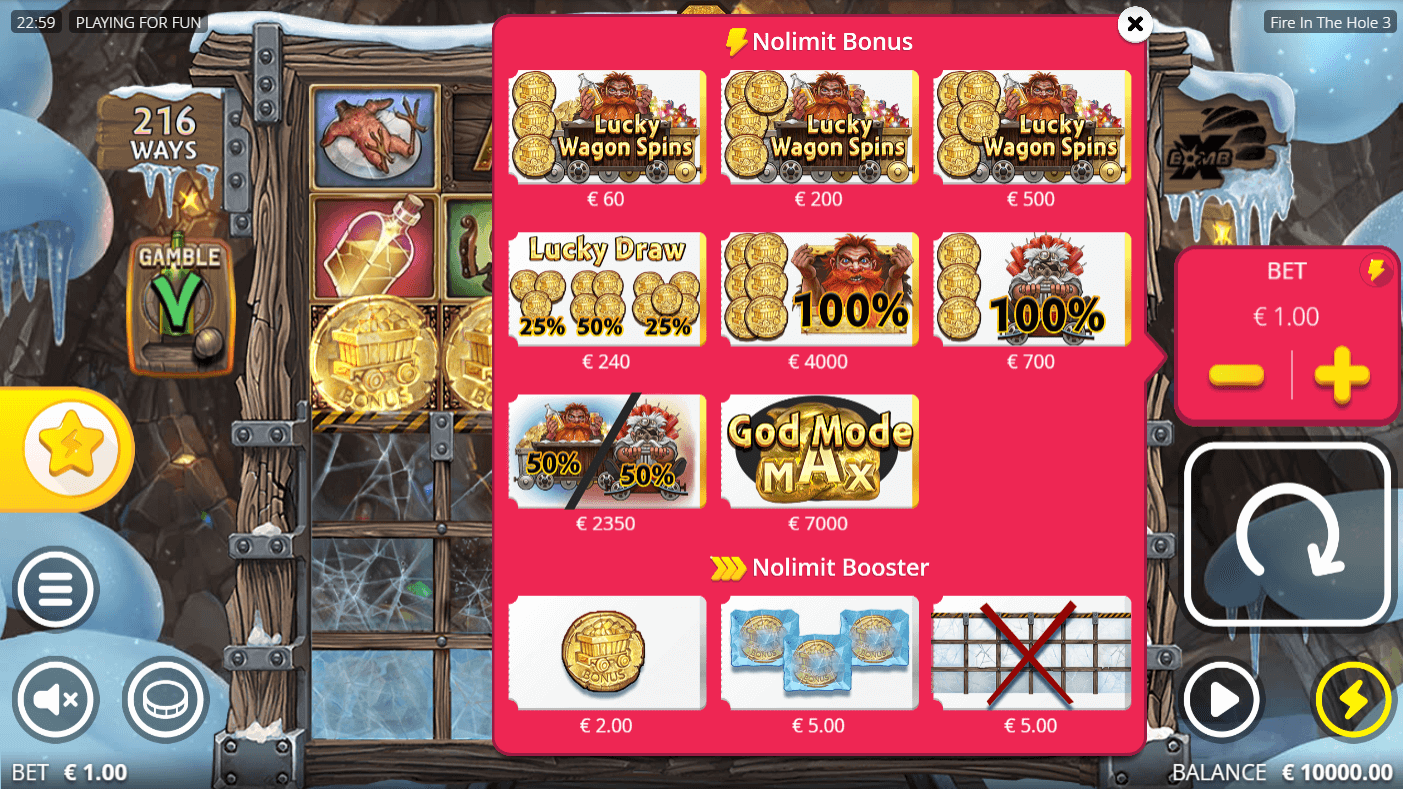 Fire in the Hole 3 Achat de bonus