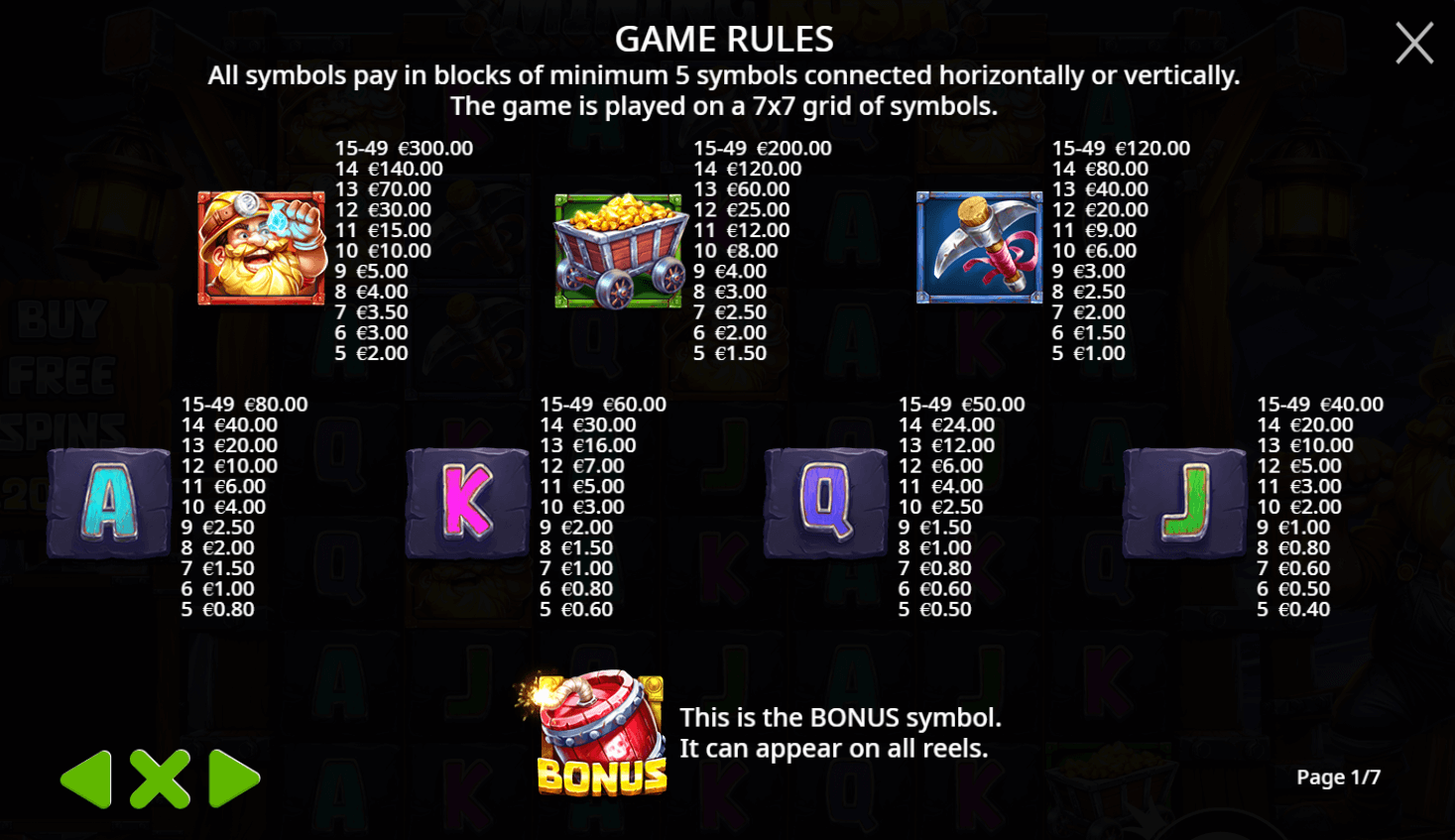 Mining Rush Symboles