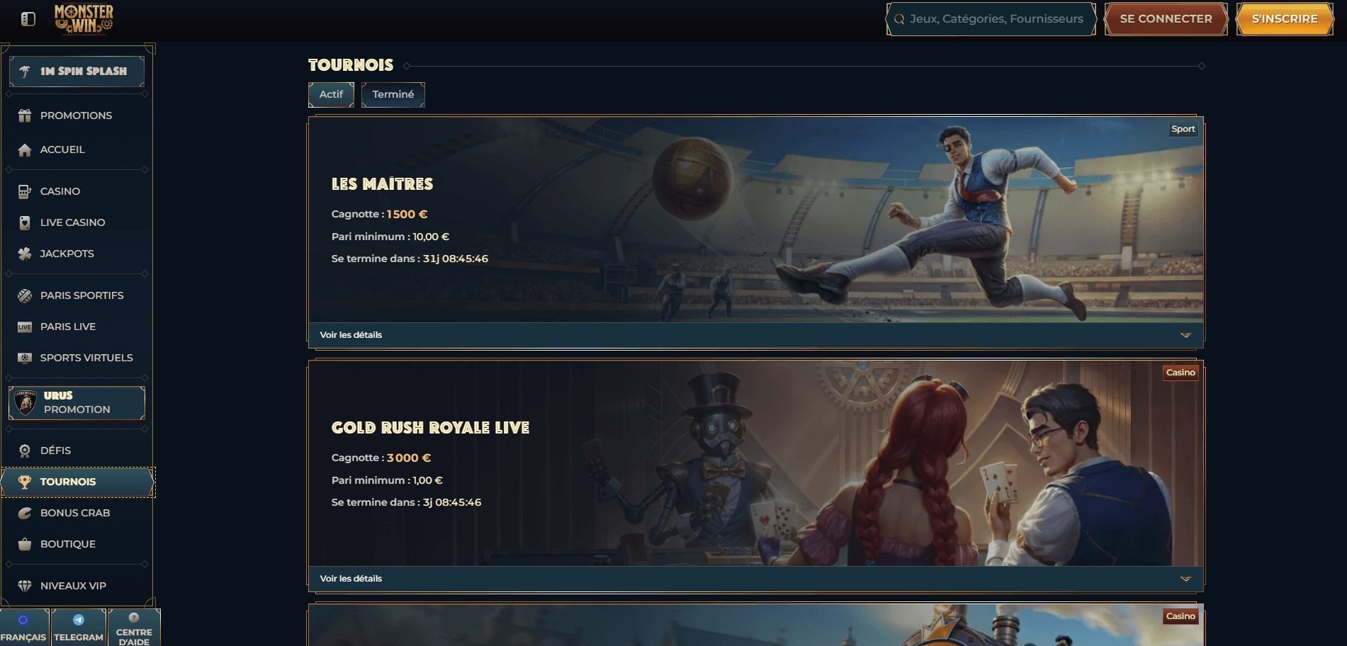 MonsterWin Casino Tournois