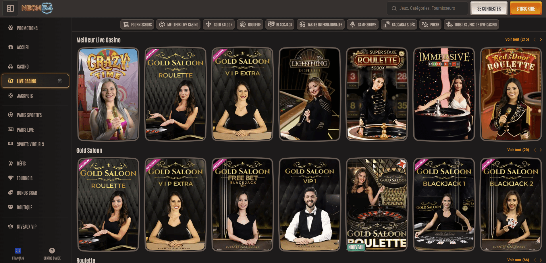 Neon54 Casino en direct