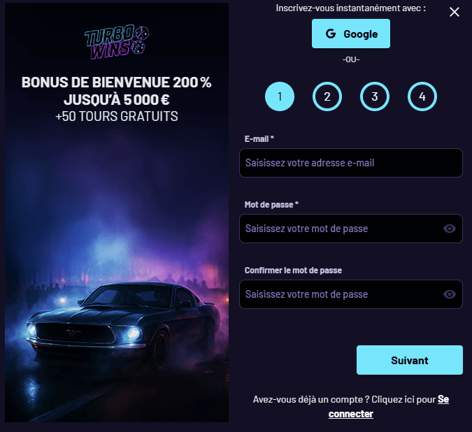 Inscrire Turbowins Casino